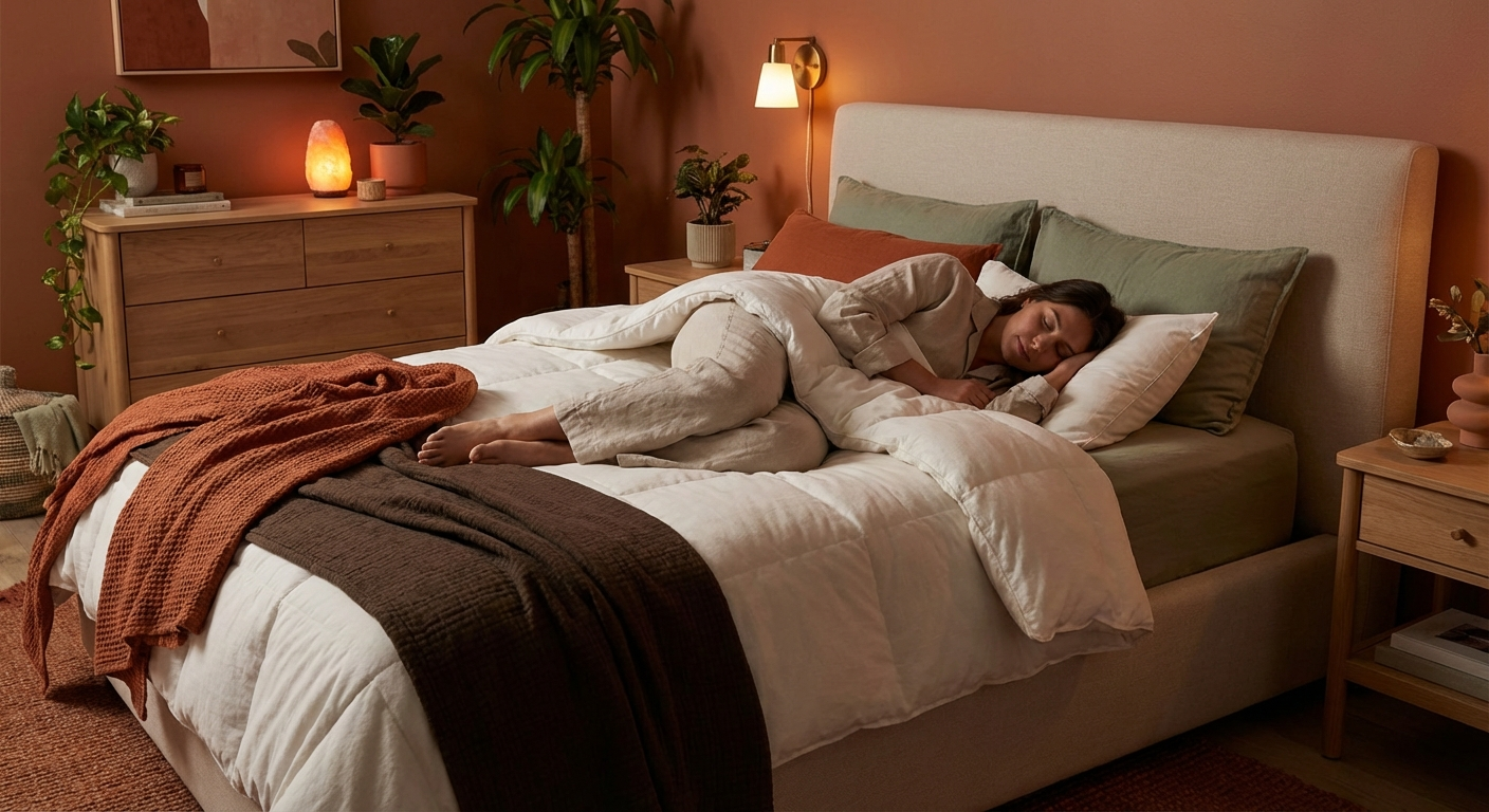 Woman sleeping on grounding sheet